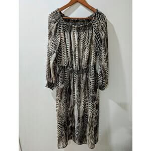 W By Worth Animal Print Off The Shoulder Midi Dress